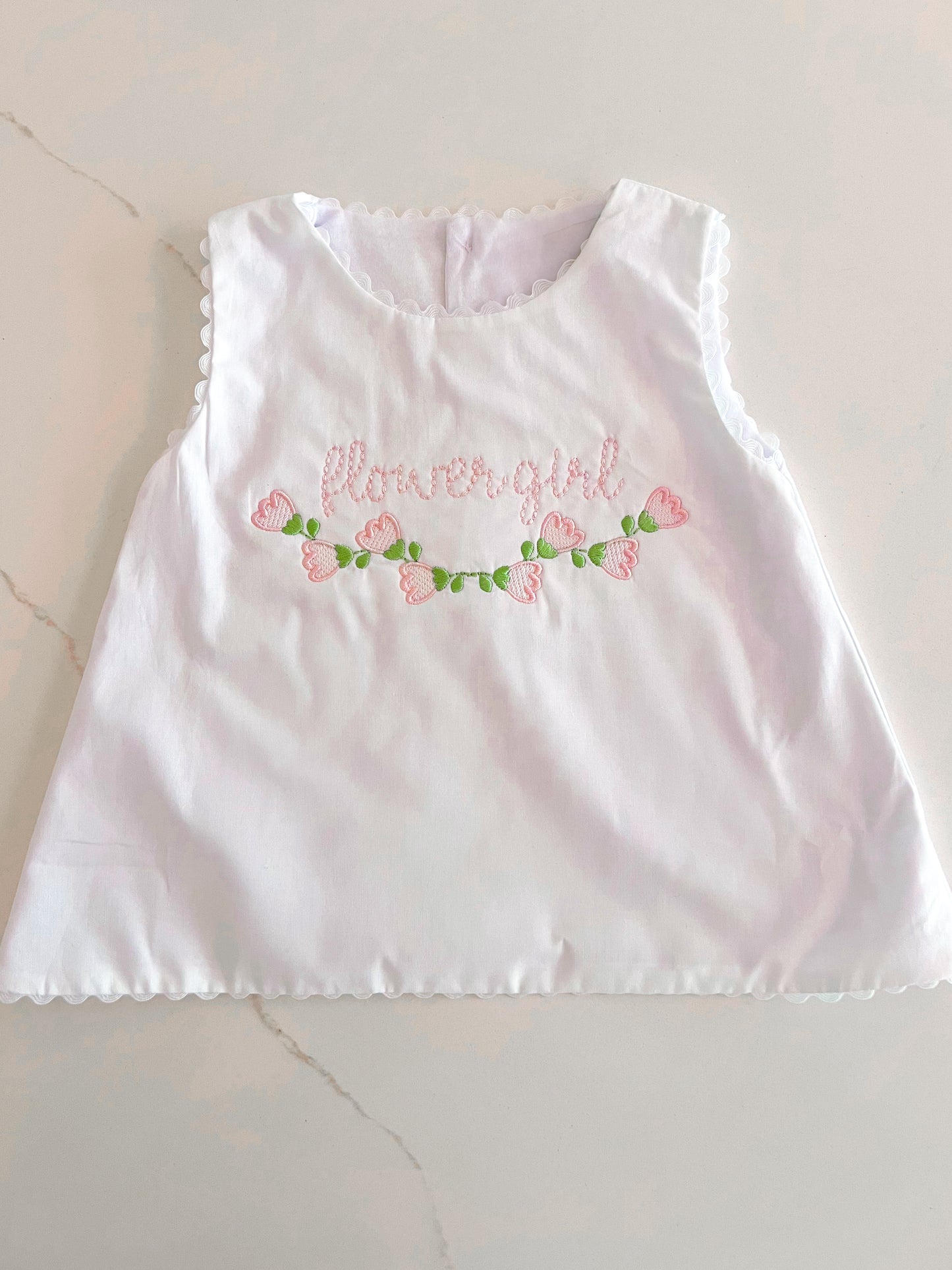 Swing Back Diaper Set with Ricrac - White