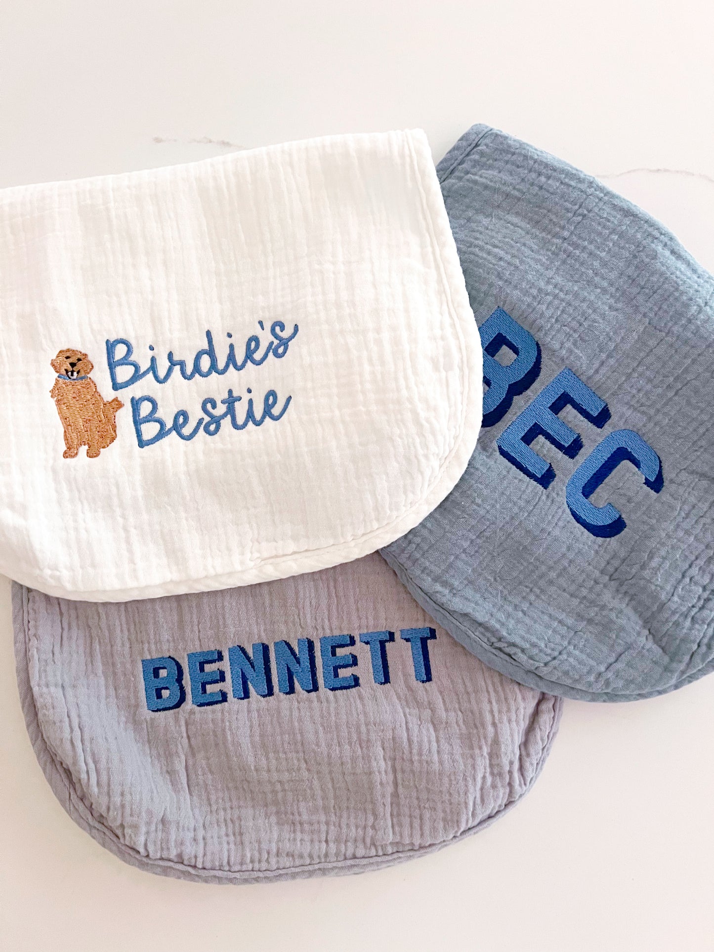 Burp Cloth - Picot Trim (Multiple Colors)