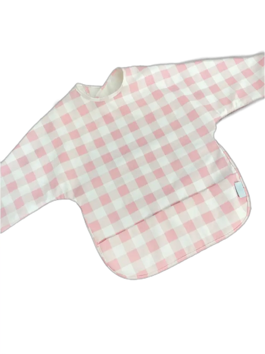 Long Sleeve Catch All Bib - Pink Gingham